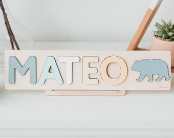Wooden Name Puzzle Gift for 1st 2nd 3rd Birthday Baby And Toddler Toys Pastel Room Decor Montessori Toddler Toy First Christmas Newborn Gift