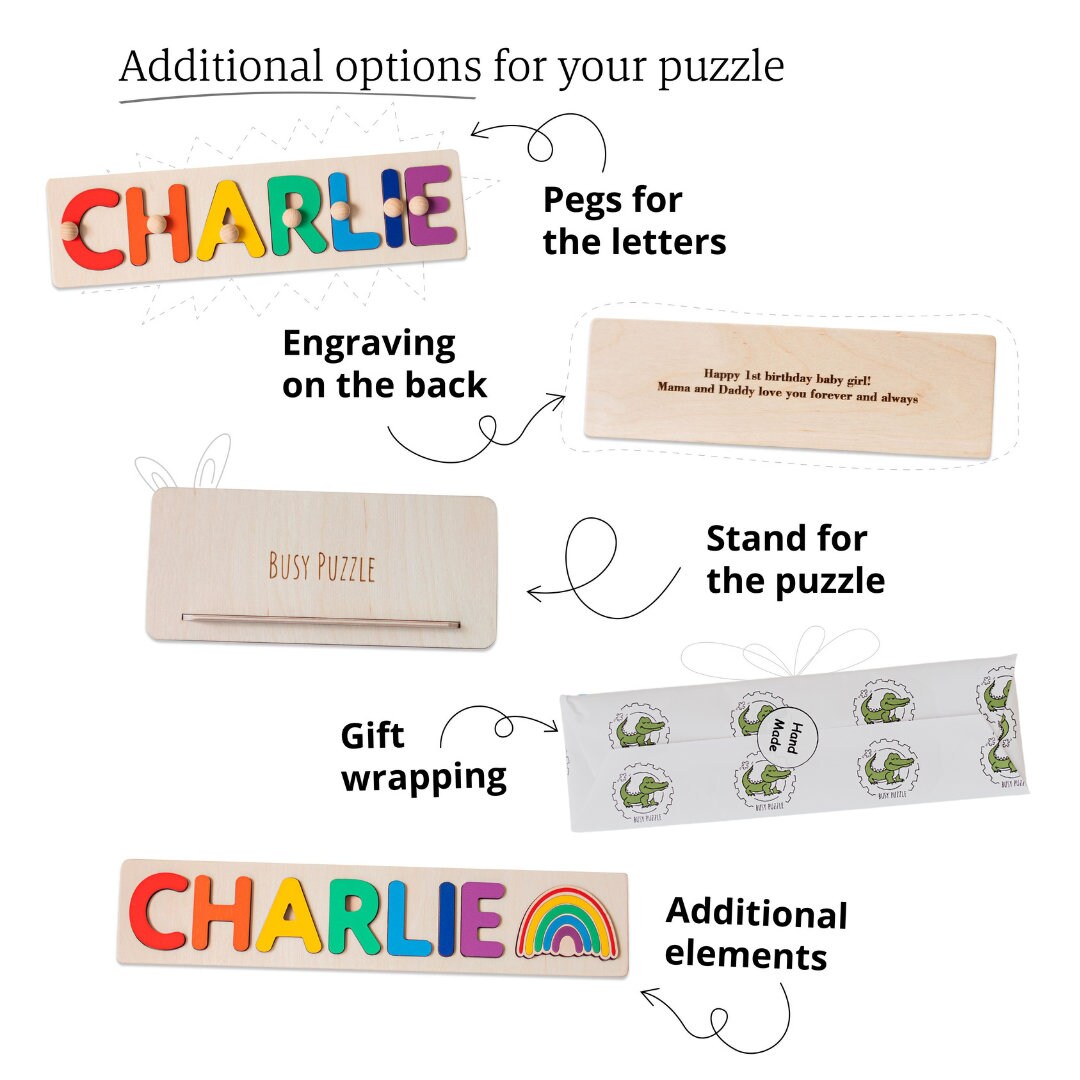 Personalized Name Puzzle With Pegs Montessori Toys Baby Etsy UK