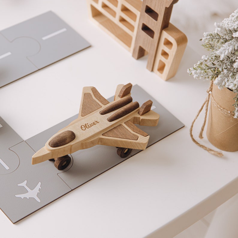 Wooden Toy Plane With Name. Pretend Play Toddlers. Toy Airport. Toys For Boys 3 Year Old. Christmas Gifts For Kids. Sensory Activity Toys. image 4