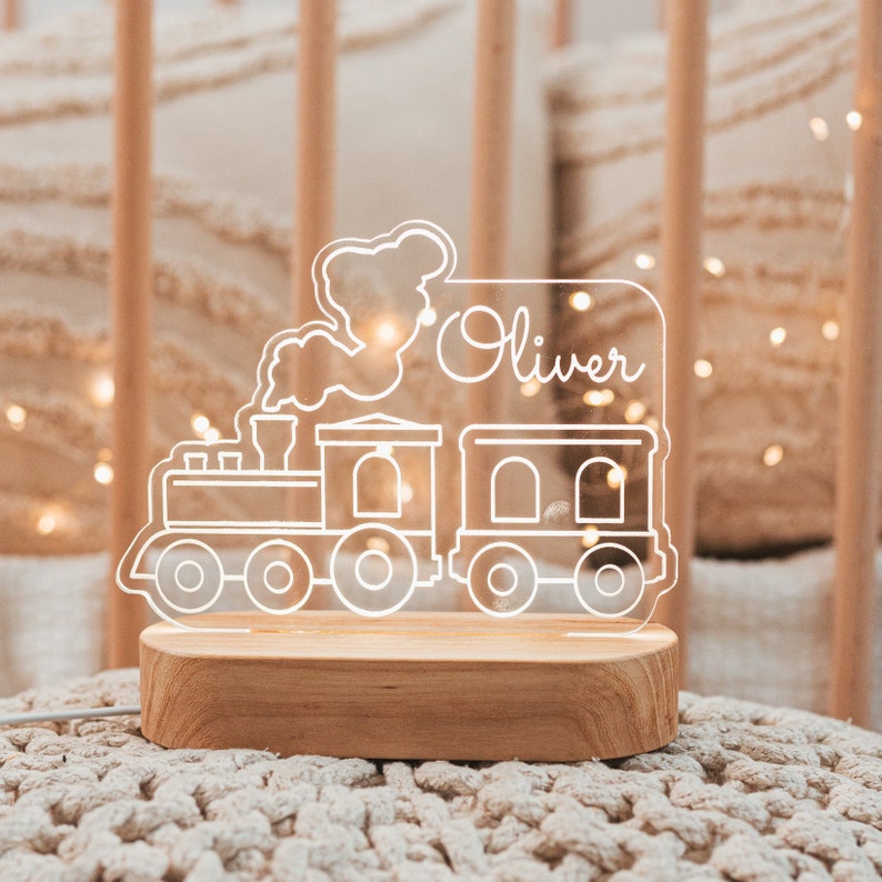 Baby Night Light, Cute Rainbow Night Light, Personalized Night Light, Custom Night Light, Baby Girl Gift, Rainbow Night Light, Gift For Kids Train (light base)