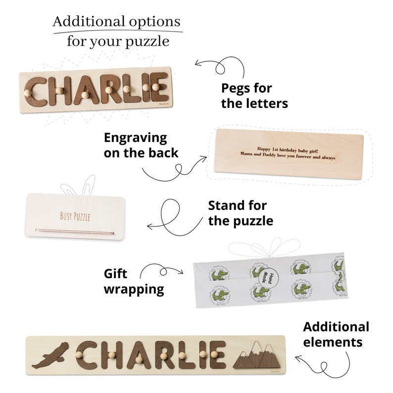 Baby Wood Toy Name Puzzle Birthday Gift Girl Wooden Name Etsy