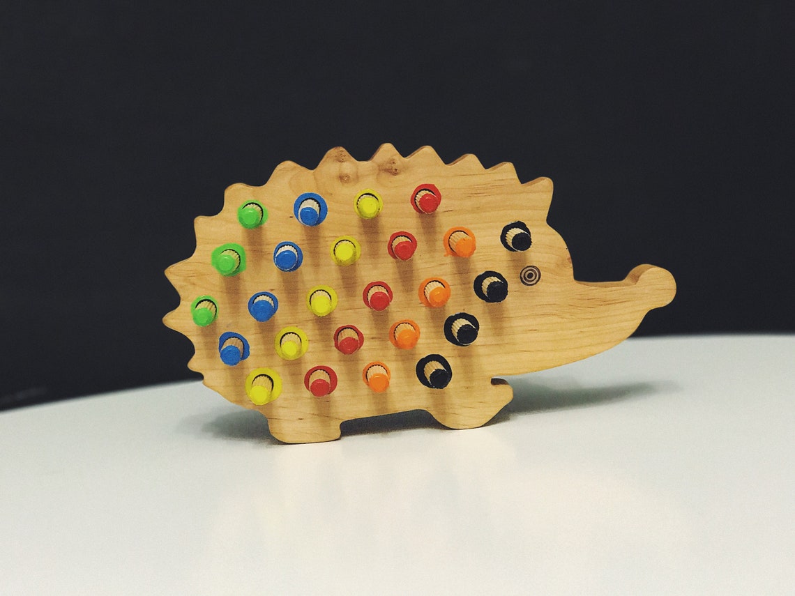Wooden Toy Montessori Toys Sensory Toys Hedgehog Pegs Etsy