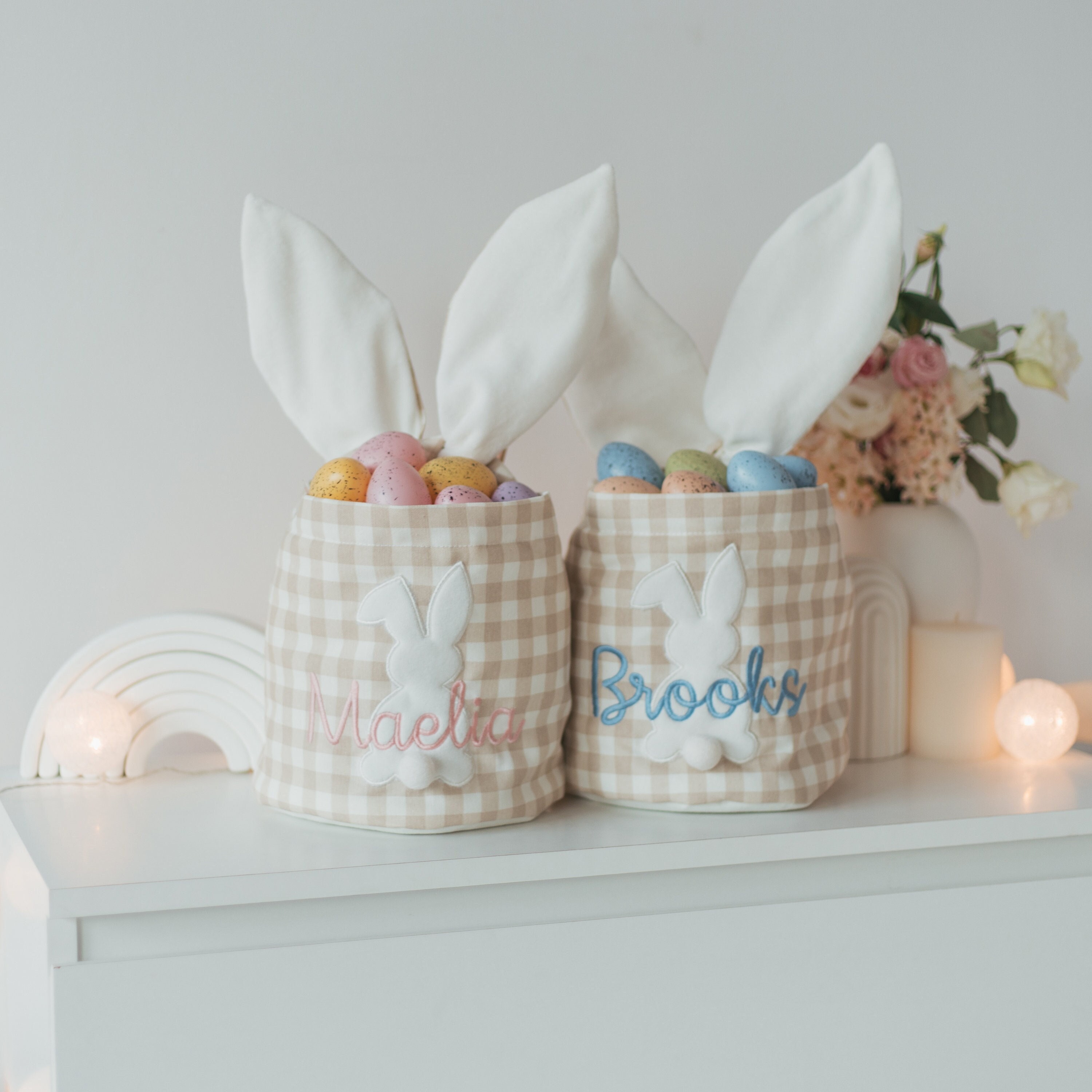Personalized Easter Basket. Custom Embroidered Easter Bunny. Kids Easter Basket. Baby Girl And Boy Basket. Egg Basket For Easter Activities.