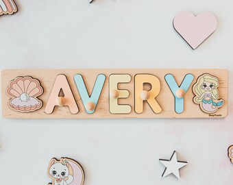 Natural Wooden Puzzle Baby Name Puzzle with Pegs Custom Gifts For Kids 1st Birthday Montessori Toys Premium Quality Toy Nursery Decor