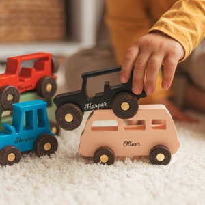 Kids Wooden Toy Cars, Truck And Jeep, Personalized Baby Gifts, Sensory Toys For Toddlers, Birthday Boy Gift 1 2 3 Year Old, First Easter image 9