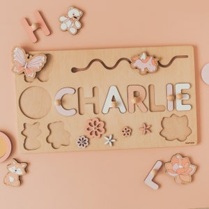 Baby Busy Board, Montessori Toys, Name Puzzle Toddler, Personalized Gifts, 2 Years Old Girl, Birthday Gifts For Kids, Sensory Board image 2