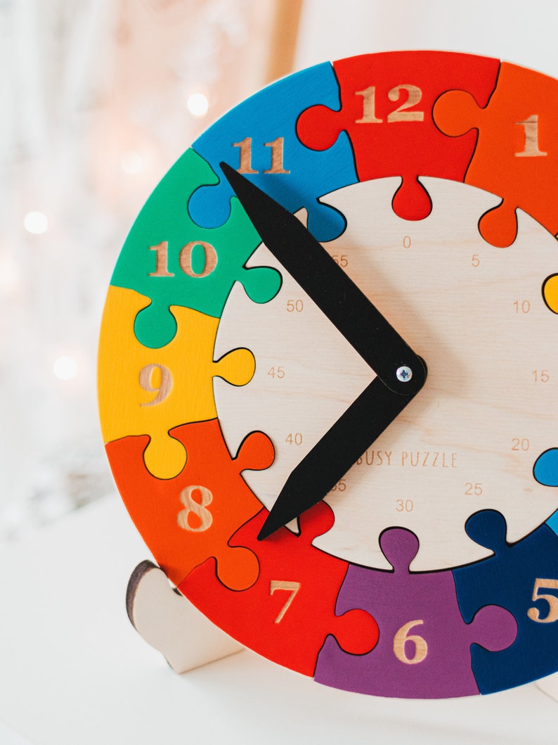 Wooden Learning Time Clock White and Pink image 9