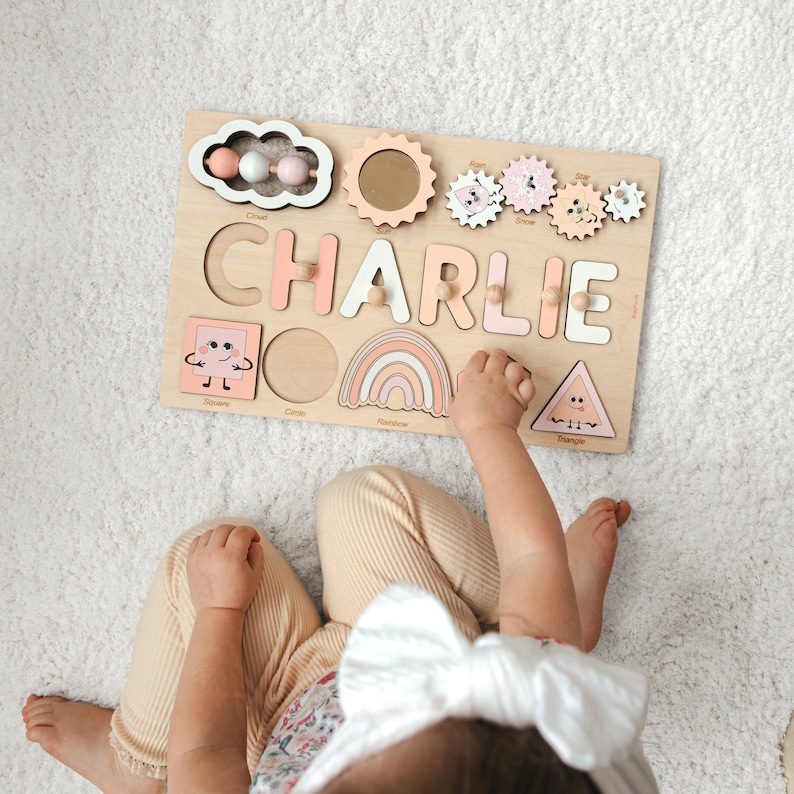 Personalized Busy Board. 1st Birthday Girl Gift. Montessori Board For Toddlers. Wooden Sensory Toys. Educational Toy. Custom Niece Gift. image 1