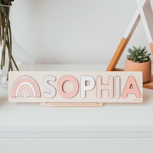 Wooden Personalized Name Puzzle With Pegs + Butterfly at Extra Charge , Busy Board, Montessori Toys, Christmas Gifts, Baby Shower, Baby Toy