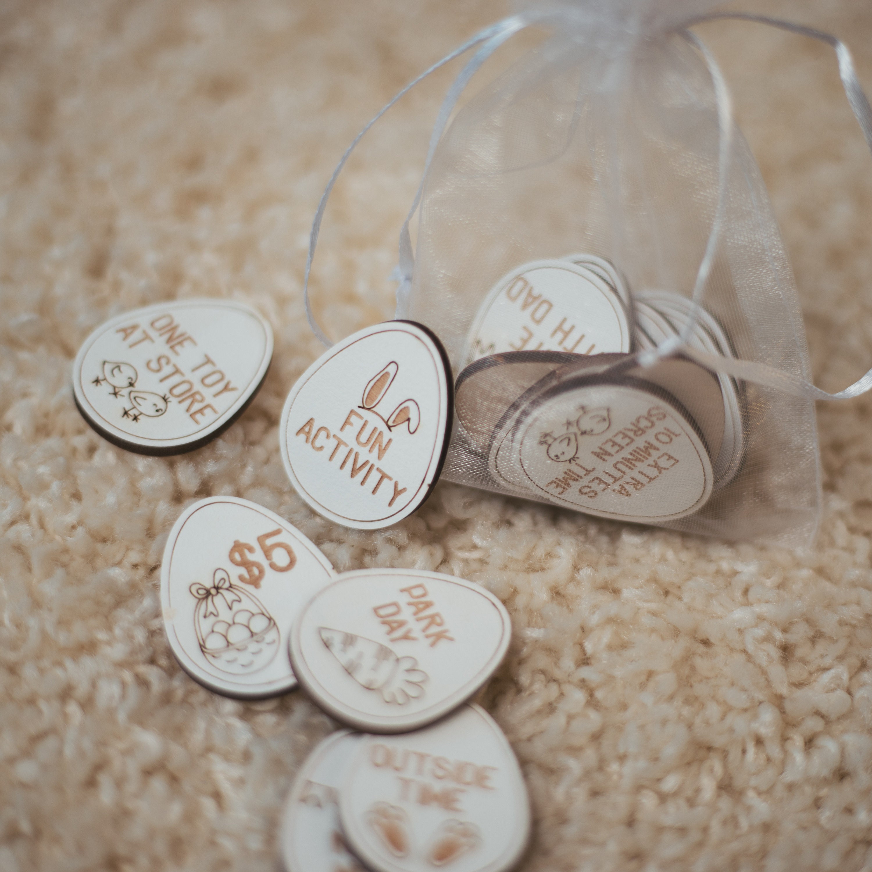 Easter Egg Tokens, Easter Hunt Game For Kids, Reward Tokens, Children Easter Outdoor Game, Easter Basket Tokens, Wooden Hunting Tokens