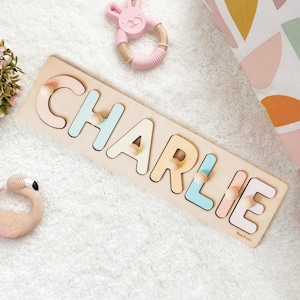 Personalized Name Puzzle With Pegs | New Baby Gifts | 1st Birthday Gift | First Birthday Baby Girl Gifts | Toddler Gift | Easter Baby Gift