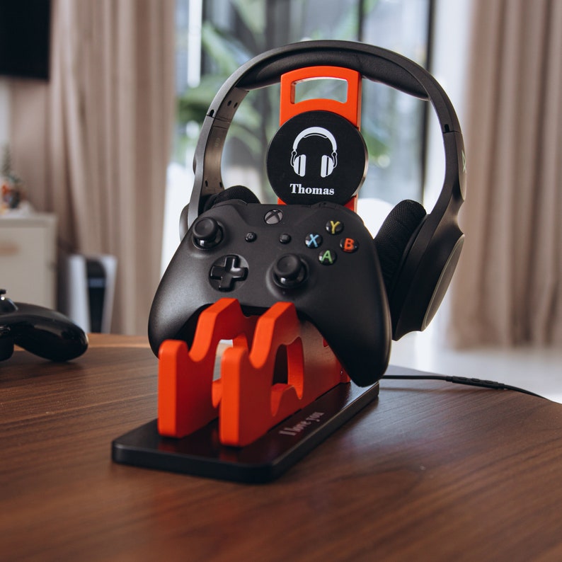 Headphone and Controller Stand. Personalized Gift For Husband. Gamer Valentine Gift For Him. Headset Accessories. Gamer Room Decor. image 3