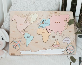 Pastel Wooden Map - 1st Birthday Gift - Easter Gifts For Kids