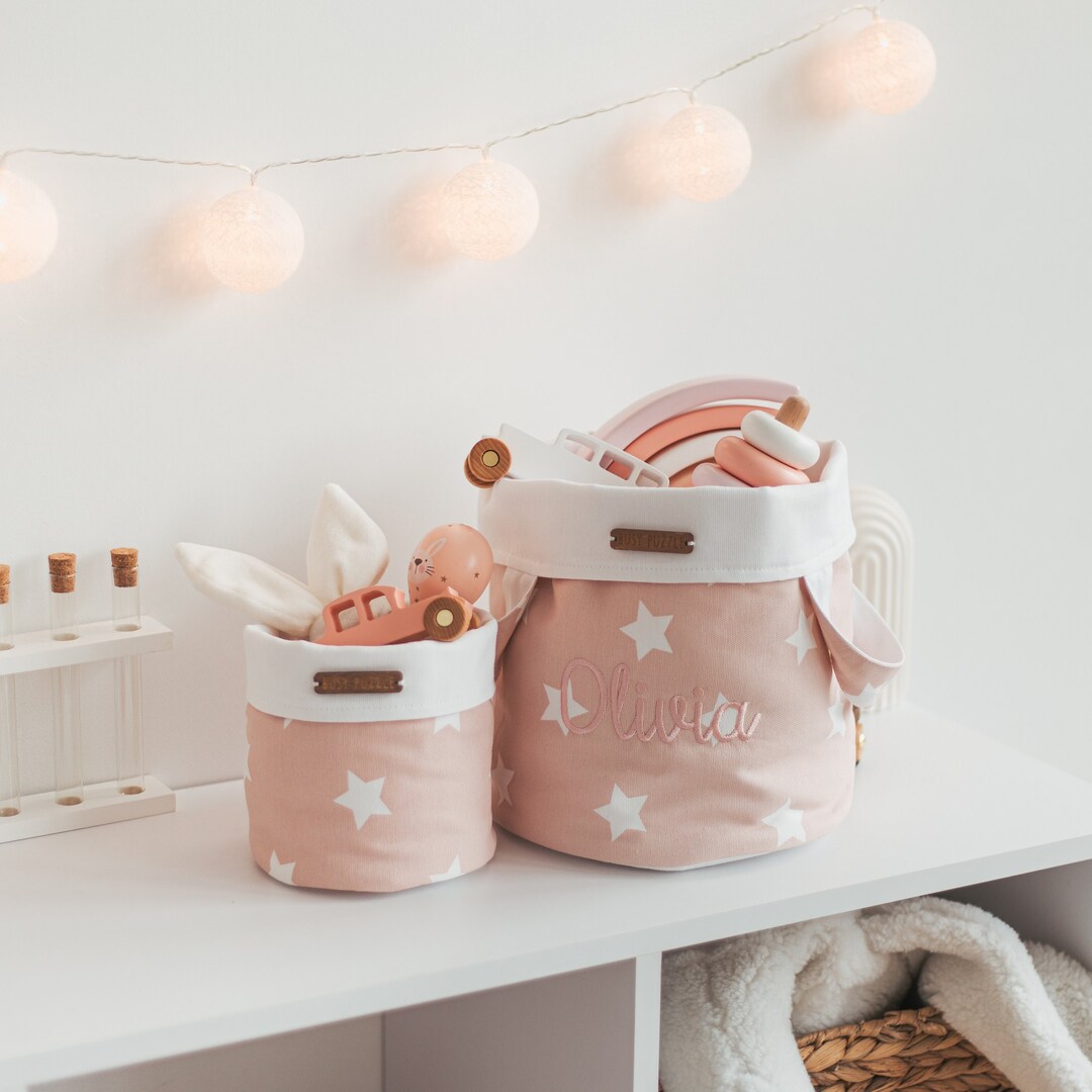 Baby Girl Toy Storage, Personalized Storage Basket With Name, Custom Baby Shower Gift, Nursery