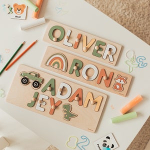 Full Name Puzzle Baby and Toddler Toys Personalized Wooden Puzzle Custom Name Baby Shower Gift Toddler Name Toys Montessori Toys image 4