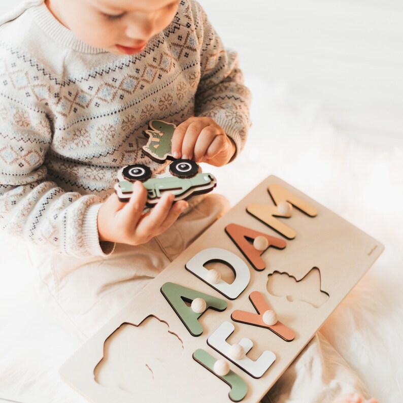 Baby Girl and Baby Boy Name Puzzle by BusyPuzzle, Easter Gift For Kids, 1 Year Old Birthday Gift, Montessori Toys image 3