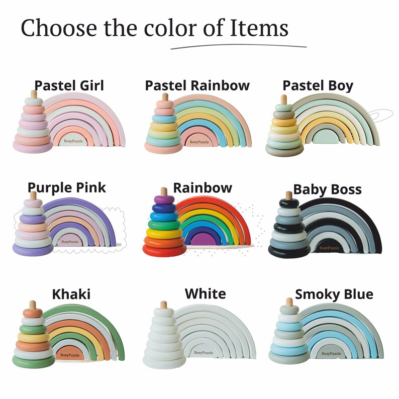 Baby Nursery Decor Khaki Ring Stacker Wooden Baby Toy Rainbow Nursery Decor Montessori Toys Pyramid Toy image 8