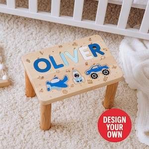 Individueller Namenshocker mit Namen – Hocker aus Holz für Kinder zum Geburtstag & Weihnachten
