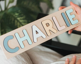Custom Baby Shower Gift Wooden Name Puzzle For Boys First Birthday Montessori Toddler Toys Unique Newborn Gifts Natural Wooden Toy
