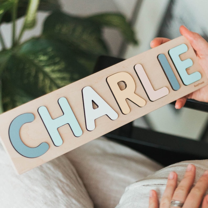 Custom Baby Shower Gift Wooden Name Puzzle for Boys First Birthday ...