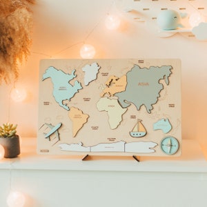 Wood World Map Puzzle - Easter Gift For Kids