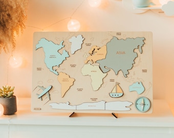 Wood World Map Puzzle - Easter Gift For Kids