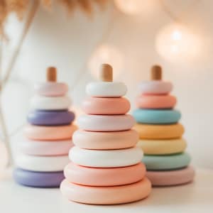 Pastel Pink Rainbow Stacker Wooden Rainbow Toy Boho Rainbow Decor Rainbow Stacker Montessori Toys Building Blocks image 9