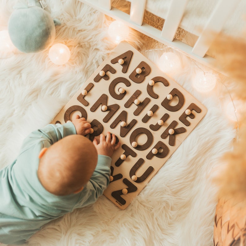 Natural Wooden Alphabet Puzzle, Easter Gifts For Kids image 2