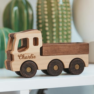Construction Toy Cars For Kids 2nd Birthday Boy Gift Personalized Truck Handmade Toys For Toddler Wooden Cars Baptism Gift Keepsake Baby