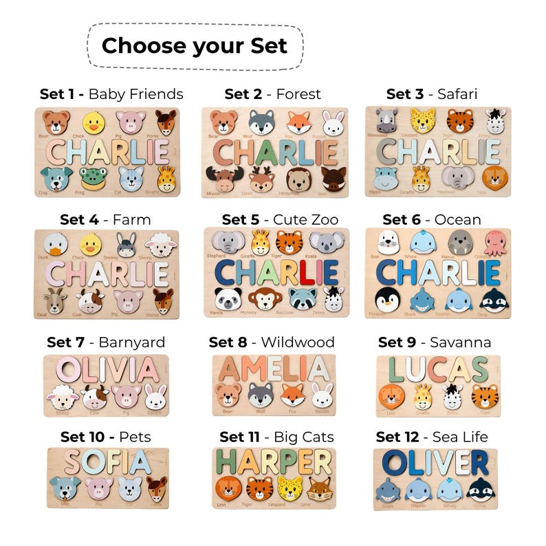 Baby Girl Name Puzzle, Personalized Puzzle With Farm Animals, 3 Years Old, Christmas Gifts For Kids, Wooden Toddler Toys, Montessori Board image 2