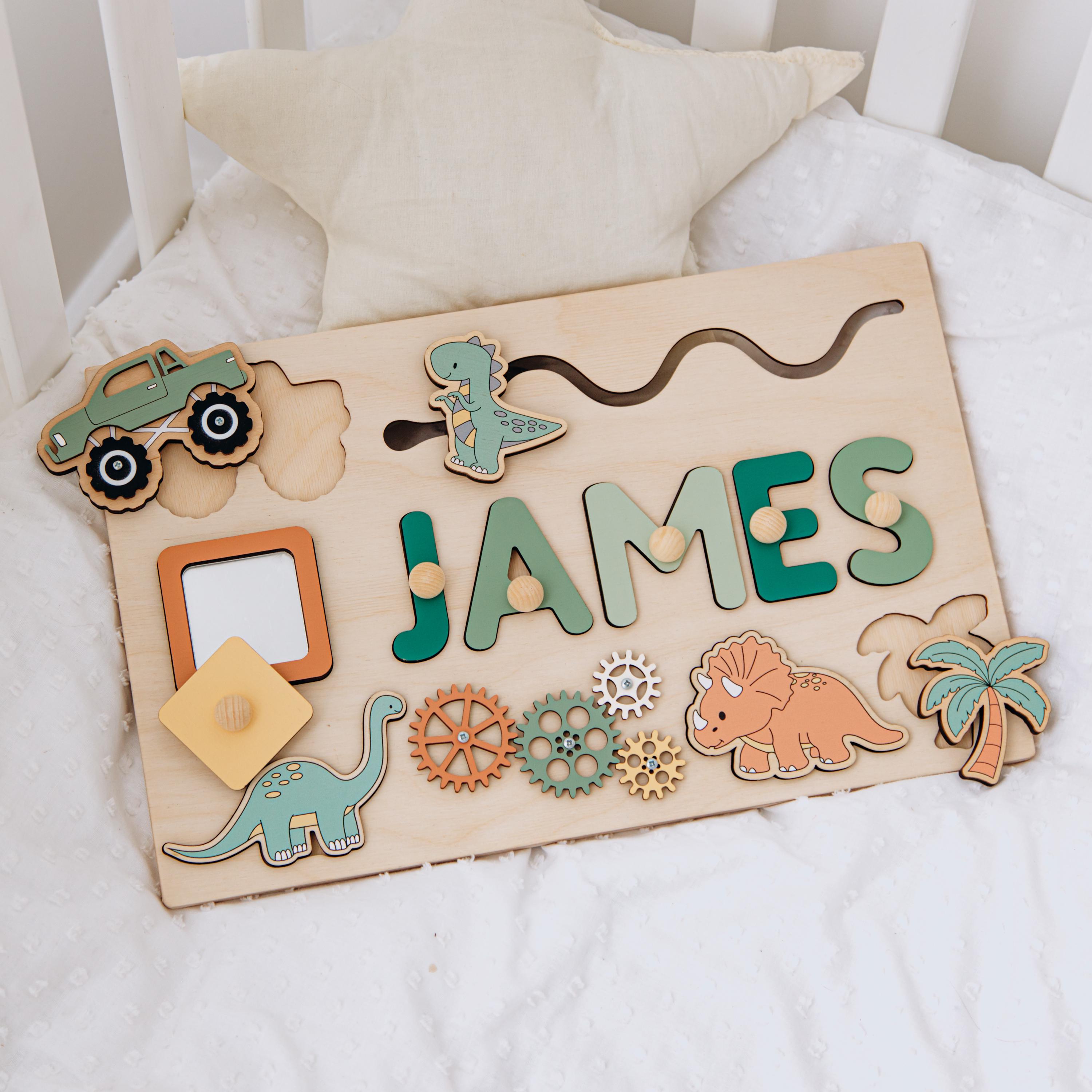 Baby Boy Montessori Busy Board, First Christmas Gift For Kids, 1st Birthday Personalized Gift, Custom Toddler Wooden Toys, Baby Shower Gift