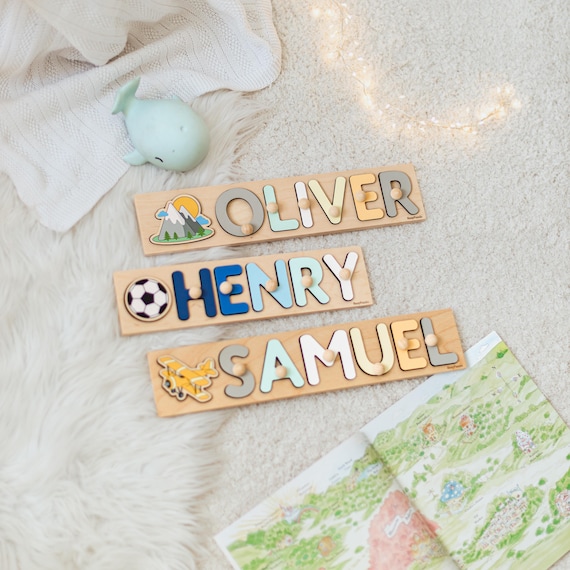 Rompecabezas con nombre personalizado, regalo para bebé niño, regalo para el primer cumpleaños de un niño pequeño, regalo para niños, juguetes Rompecabezas con nombre personalizado, regalo para bebé niño, regalo para el primer cumpleaños de un niño pequeño, regalo para niños, juguetes