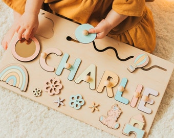 Sensory Activity Board Personalized Puzzle Gifts And Presents For Toddlers Wooden Busy Board Baby Girl Toys Montessori Toys for Kids