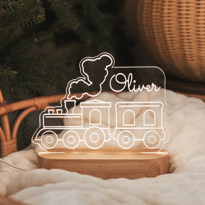 Baby Boy Night Light, Personalized Train Night Light, Cute Night Light, Birthday Gifts For Kids, Easter Gifts For Toddlers, Nursery Decor Train (light base)