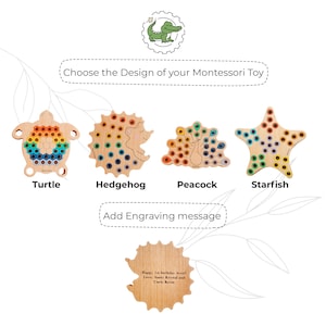 Houten Egel Montessorispeelgoed voor peuters 3 jaar oud cadeau Uniek verjaardagscadeau voor jongen en meisje Handgemaakt stim speelgoed Kerstcadeau afbeelding 9
