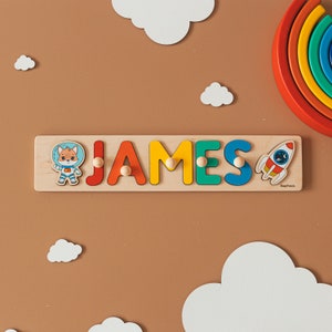 Full Name Puzzle Baby and Toddler Toys Personalized Wooden Puzzle Custom Name Baby Shower Gift Toddler Name Toys Montessori Toys image 1