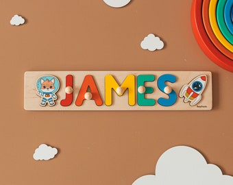 Full Name Puzzle Baby and Toddler Toys Personalized Wooden Puzzle Custom Name Baby Shower Gift Toddler Name Toys Montessori Toys