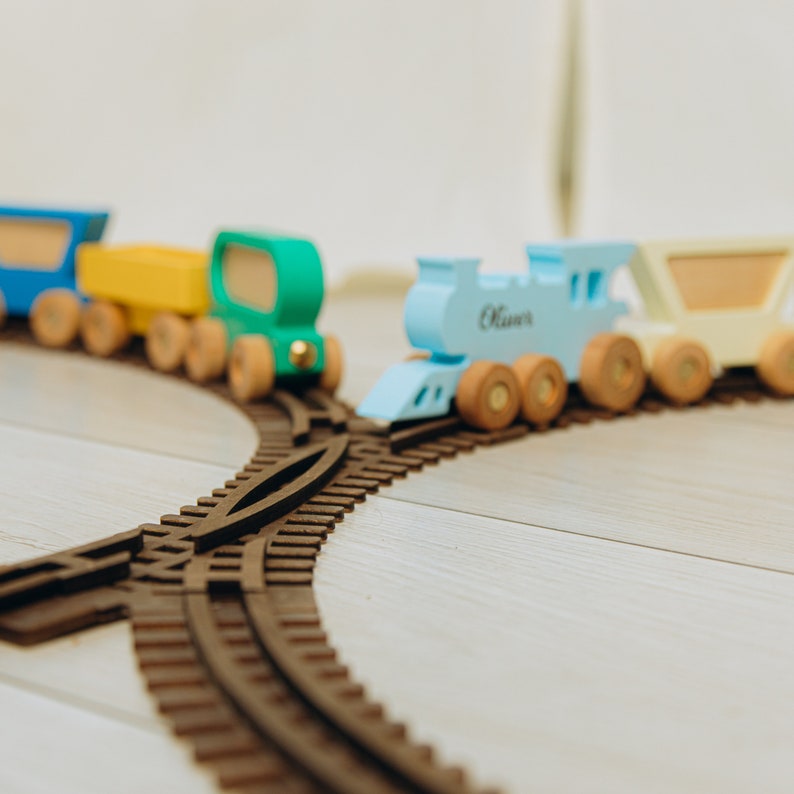Wooden Toy Train With Name, Personalized Baby Gift, Toys For Toddlers, 1st Birthday Boy Gift, Sensory Toys For Kids, First Easter Gift image 5