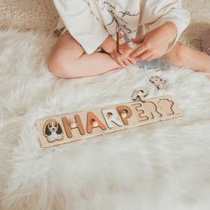 Wood Name Puzzle With Pegs Sensory Toys Baby Girl and Boy Gift for Toddlers 1st Birthday Wooden Toys Newborn Gift Personalized image 5