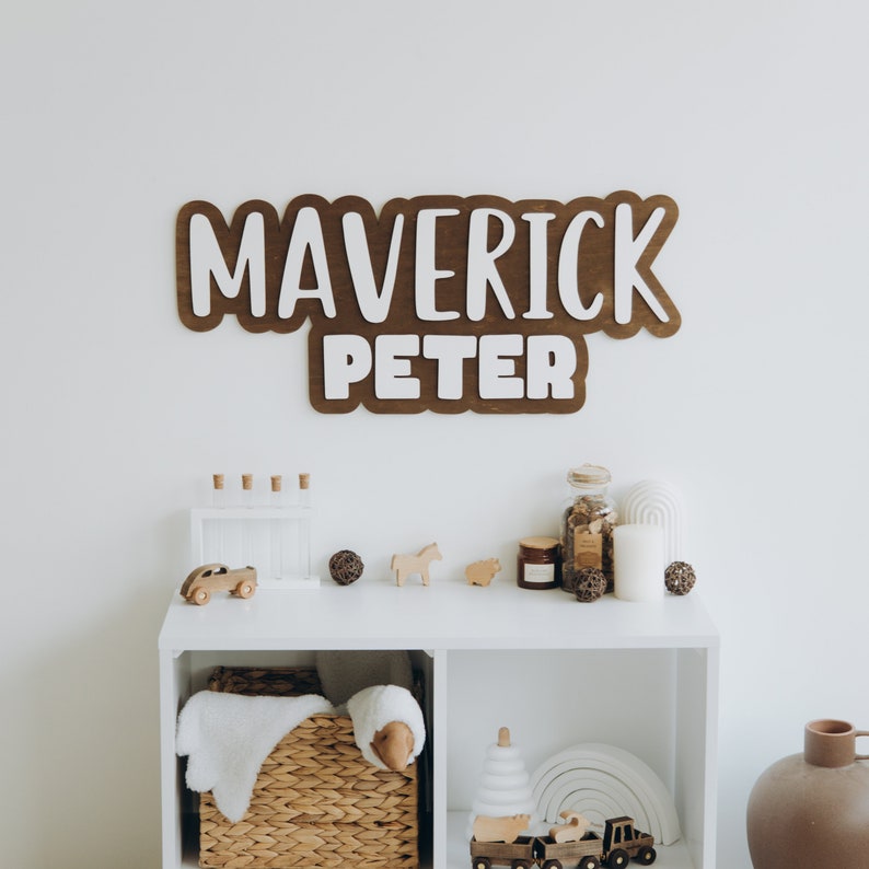 Cute wooden NAME SIGN for wall Kids room decor PERSONALIZED Nursery wall hanging Custom baby shower sign Name wall decor Decorative letters image 2