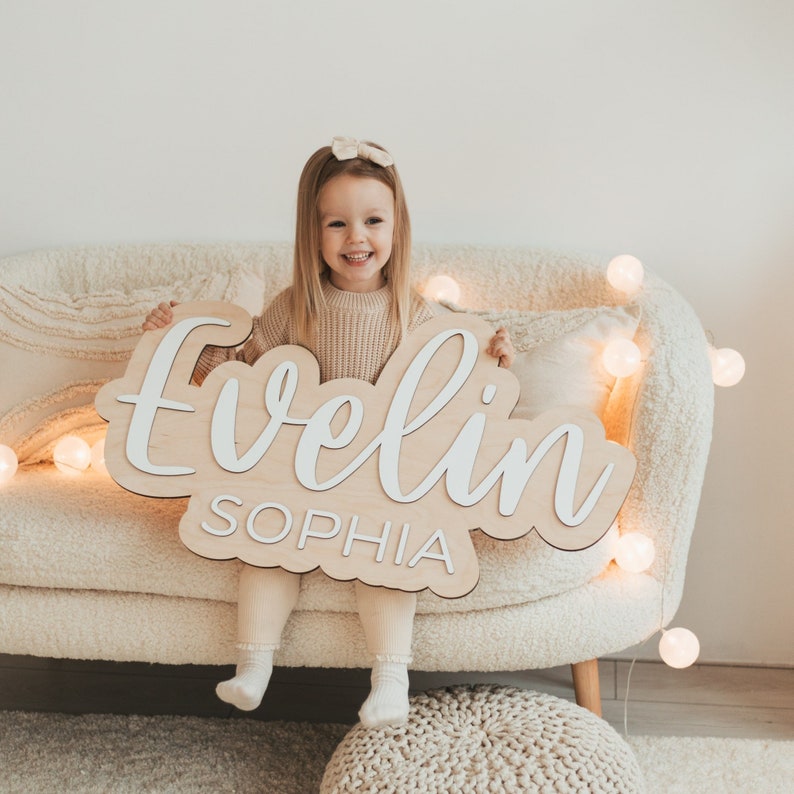 Cute wooden NAME SIGN for wall Kids room decor PERSONALIZED Nursery wall hanging Custom baby shower sign Name wall decor Decorative letters image 8