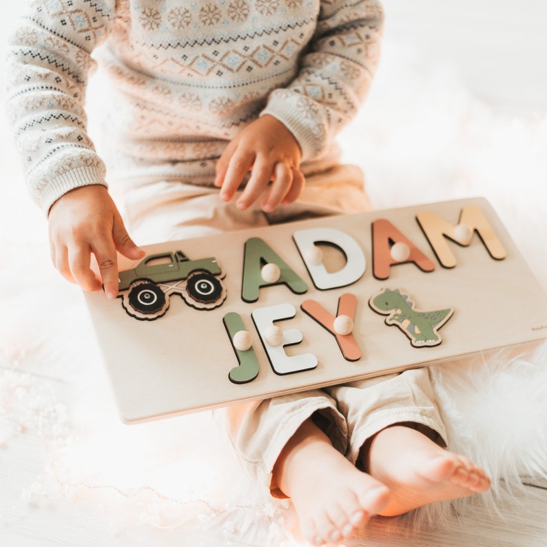 Custom Name Puzzle With Pegs Montessori Toys for Child Baby Gift and Nursery Decor Best Christmas Gift for Baby image 2