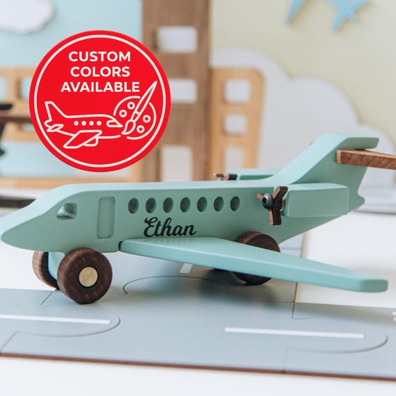 Jouet Avion En Bois Naturel Pour Garçons Et Filles à Partir