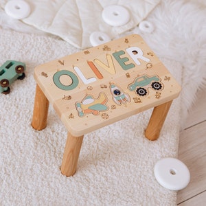 Kinder Hocker mit Puzzleteil Design Name Hocker Kinderhocker Babyparty Geschenk 1