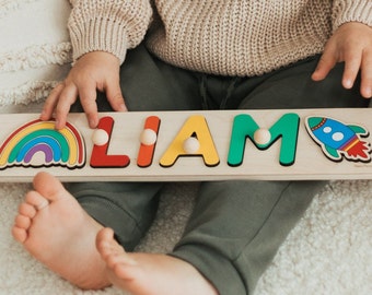 Name Busy Puzzle Personalized Newborn Baby Gift Montessori Toddler Toy 1 Year Old Boy Gift Wooden Toddler Toys and Games Wooden Toys