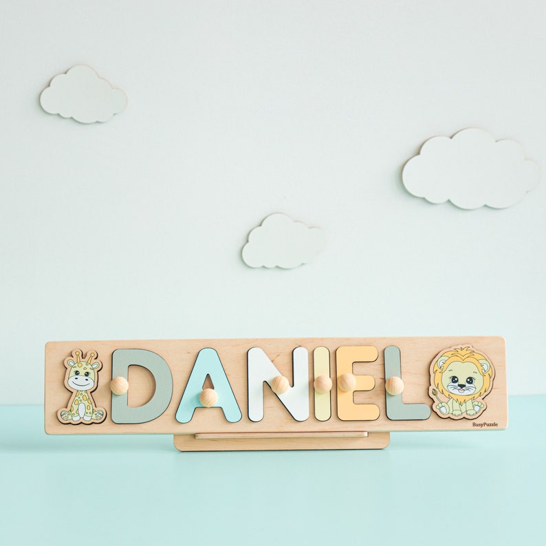Baby Name Puzzle, 1st Birthday Gift, 1 Year Old Boy, Montessori Toddler Toys, Custom Wooden Name Puzzle, First Christmas Gift Personalized image 3