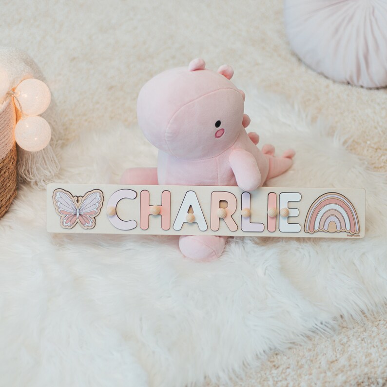 Name Puzzles Personalized Baby Girl Gift Gifts for Kids 1st Birthday Custom Baby Shower Gift Wooden Montessori Toys 1 Year Old Personalized image 3