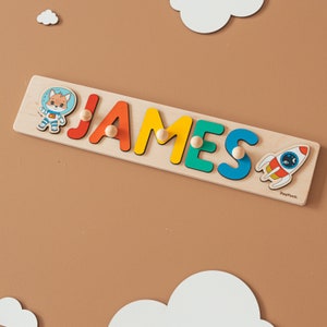 Personalized Name Puzzle With Pegs New Christmas Gifts for Kids Wooden Toys Baby Shower Custom Toddler Toys First Birthday 1st Gifts image 4