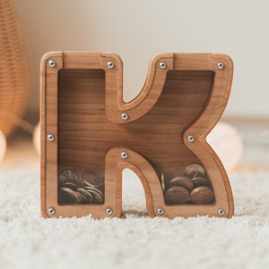Alcancía con letras personalizadas, regalos personalizados para niños, decoración de habitación de bebé, alcancía de madera para adolescentes y adultos, alcancía, regalos de Navidad