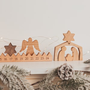 Wooden Advent Calendar. Nativity Scene. Baby First Christmas. Holiday Home Decor. Advent Activity Cards. Christmas Ornaments. Christmas Gift